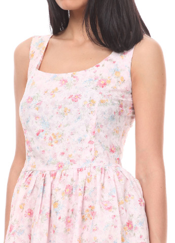 Светло-розовое кэжуал платье с посадкой по талии Smile с цветочным принтом