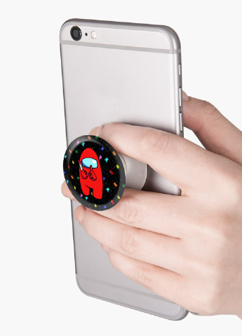 Попсокет (Popsockets) держатель для смартфона Амонг Ас Красный (Among Us Red) (8754-2417) Черный MobiPrint (216836524)