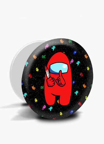 Попсокет (Popsockets) держатель для смартфона Амонг Ас Красный (Among Us Red) (8754-2417) Черный MobiPrint (216836524)