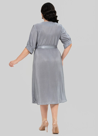 Серое кэжуал платье клеш, плиссированное A'll Posa однотонное