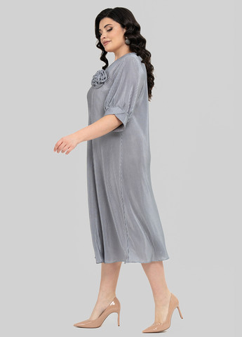 Серое кэжуал платье клеш, плиссированное A'll Posa однотонное