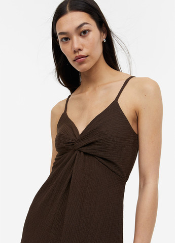 Темно-коричнева вечірня, кежуал сукня сукня-комбінація H&M однотонна
