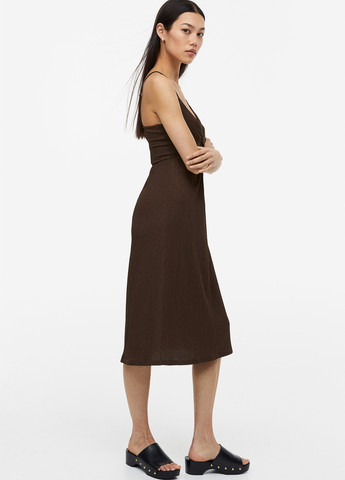 Темно-коричнева вечірня, кежуал сукня сукня-комбінація H&M однотонна
