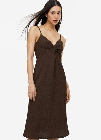 Темно-коричнева вечірня, кежуал сукня сукня-комбінація H&M однотонна