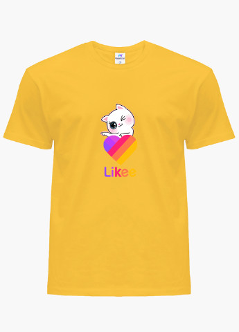 Жовта демісезонна футболка дитяча лайк котик (likee cat) (9224-1595) MobiPrint