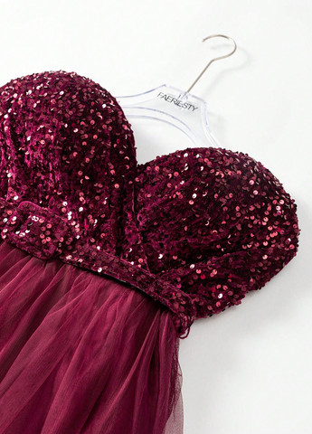 Бордовое вечернее платье пачка SHEIN однотонное