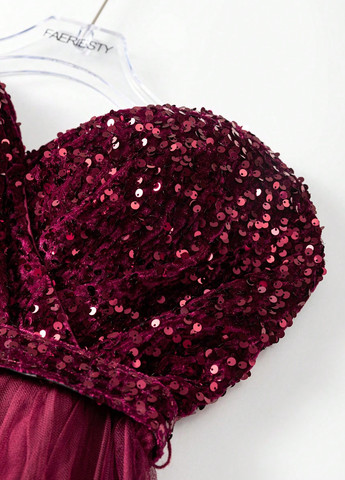 Бордовое вечернее платье пачка SHEIN однотонное