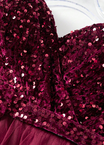 Бордовое вечернее платье пачка SHEIN однотонное