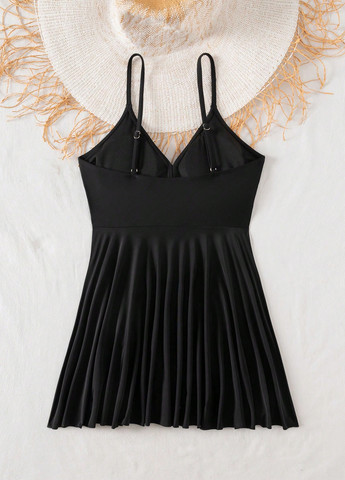 Черный летний купальник купальник-платье SHEIN