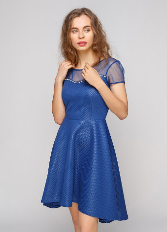 Синее коктейльное платье клеш Sassofono Club однотонное