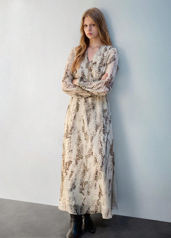 Світло-бежева кежуал сукня кльош SHEIN зміїний