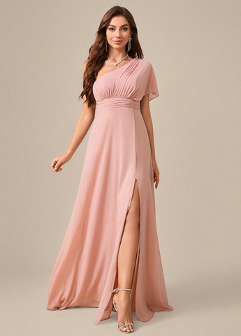 Світло-рожева вечірня, святковий сукня SHEIN однотонна