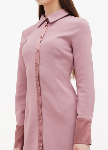 Розово-коричневое кэжуал платье рубашка Sassofono однотонное