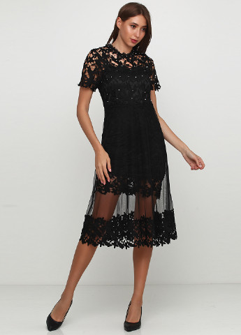 Черное коктейльное платье New Fashion однотонное