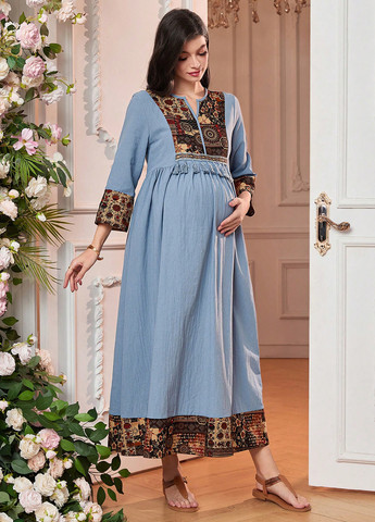 Светло-синее кэжуал платье а-силуэт SHEIN однотонное