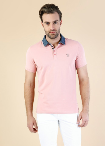 Светло-розовая футболка-поло для мужчин Colin's однотонная