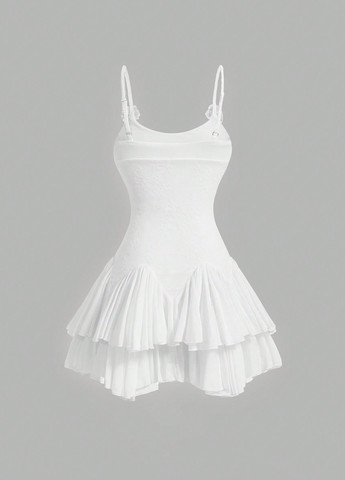 Белое коктейльное, кэжуал платье бэби долл SHEIN однотонное