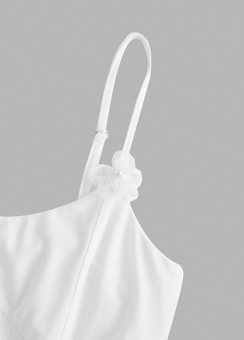 Белое коктейльное, кэжуал платье бэби долл SHEIN однотонное