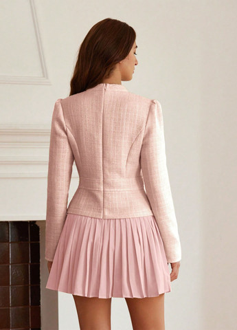 Розовое вечернее, кэжуал платье плиссированное SHEIN однотонное