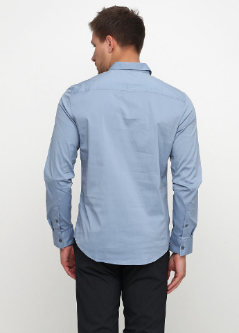 Серо-голубой кэжуал рубашка однотонная Calvin Klein с длинным рукавом