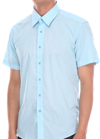 Голубой кэжуал рубашка однотонная Roventino с коротким рукавом