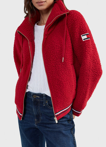 Куртка Tommy Hilfiger однотонная красная кэжуал