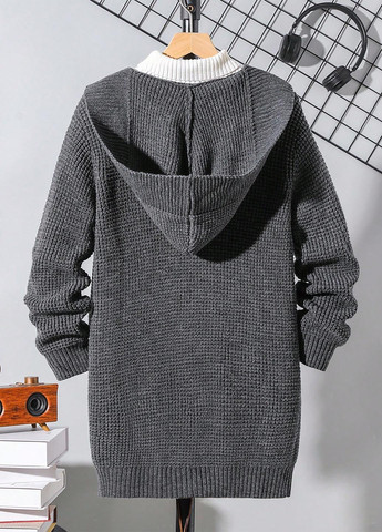 Темно-серый демисезонный кардиган SHEIN