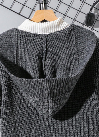 Темно-серый демисезонный кардиган SHEIN