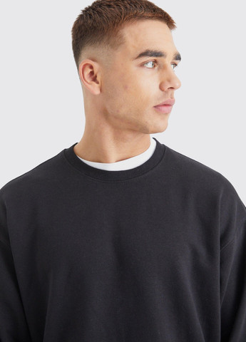 Чорний світшот Boohoo однотонний без декору (301194349)