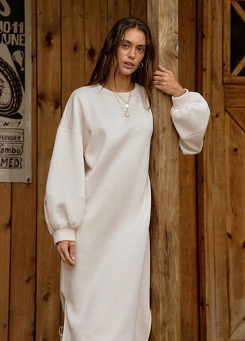 Молочное кэжуал платье платье-свитшот SHEIN однотонное