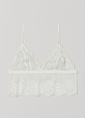 Білий бралетт бюстгальтер H&M без кісточок поліамід, мереживо
