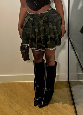 Разноцветная кэжуал камуфляжная юбка SHEIN клешированная