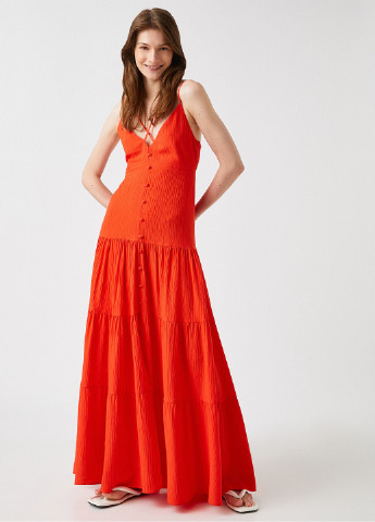 Яскраво-червона кежуал плаття, сукня з відкритою спиною, кльош KOTON