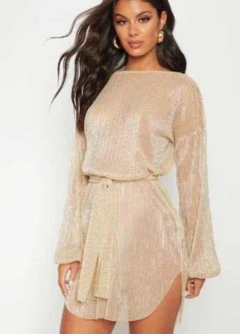 Светло-бежевое кэжуал платье PrettyLittleThing меланжевое