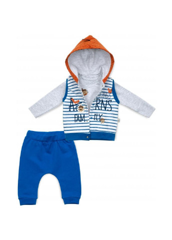 Світло-сірий демісезонний набір дитячого одягу із жилетом (2824-80b-blue) Tongs
