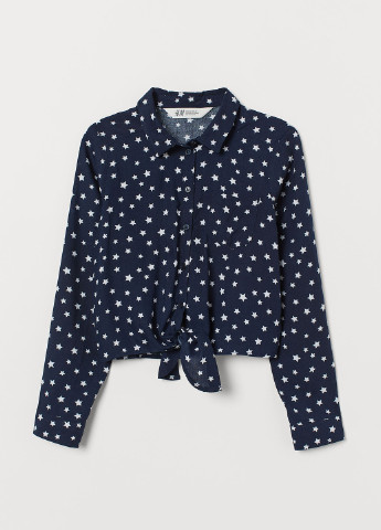 Темно-синяя кэжуал рубашка со звездами H&M