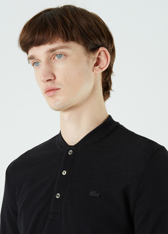 Черная футболка-поло для мужчин Lacoste однотонная