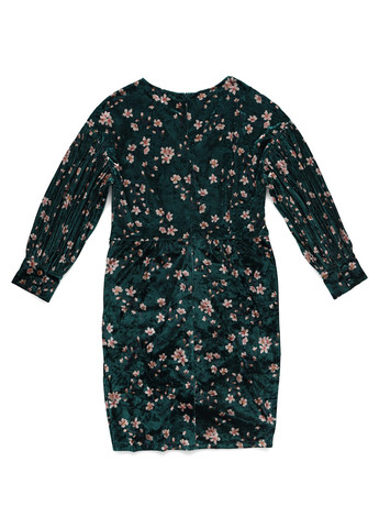Темно-зелена кежуал, коктейльна сукня на запах MINT&BERRY з квітковим принтом