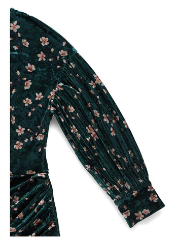 Темно-зелена кежуал, коктейльна сукня на запах MINT&BERRY з квітковим принтом