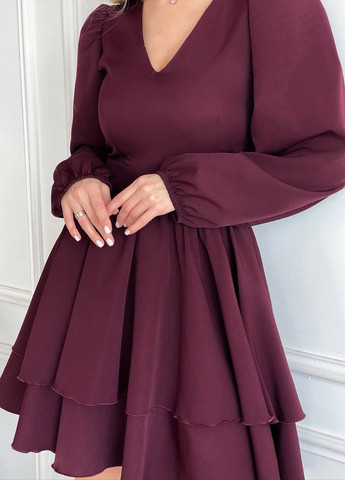 Бордовое кэжуал платье а-силуэт No Brand однотонное