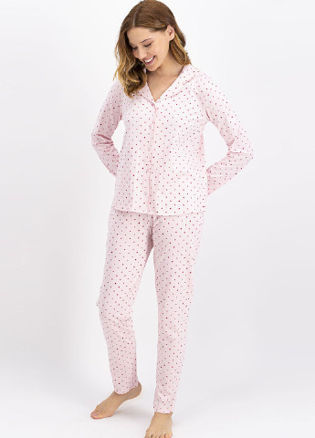Светло-розовая всесезон пижама (рубашка, брюки) рубашка + брюки ECROU
