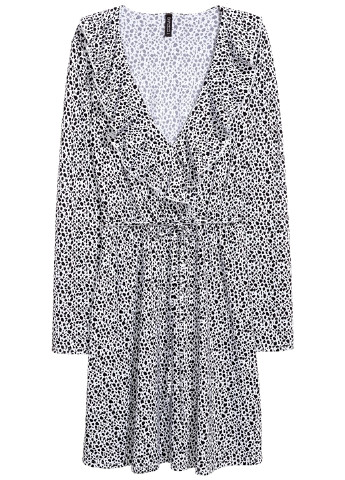 Білий кежуал сукня кльош, на запах H&M леопардовий