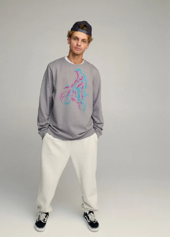 Сірий світшот чоловічий oversize /no flis/ YAPPI (252259203)