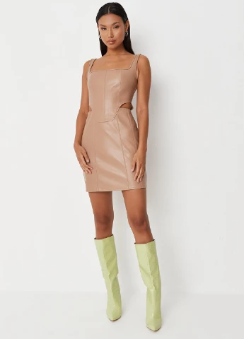 Бежевое кэжуал платье футляр Missguided однотонное