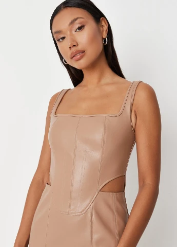 Бежевое кэжуал платье футляр Missguided однотонное