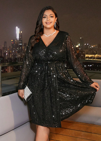 Черное вечернее платье SHEIN однотонное