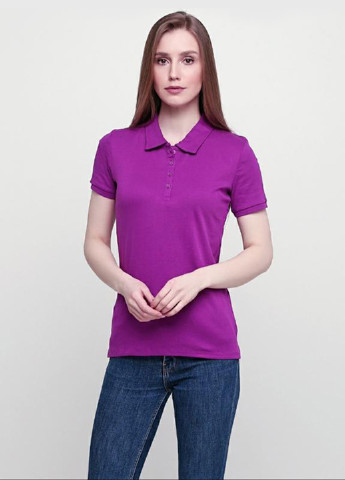 Фиолетовая женская футболка-поло C&A однотонная