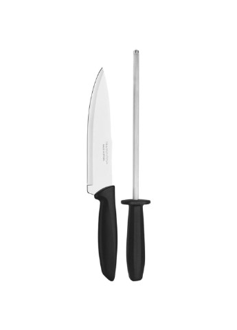 Набор ножей Plenus 2 предмета (нож 178мм + мусат) Black (23498/011) Tramontina чёрные,