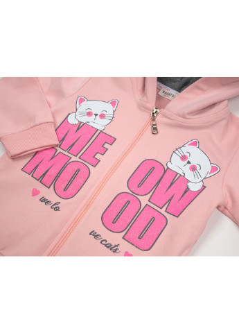 Сірий демісезонний спортивний костюм з котиками (15229-86g-pink) Breeze