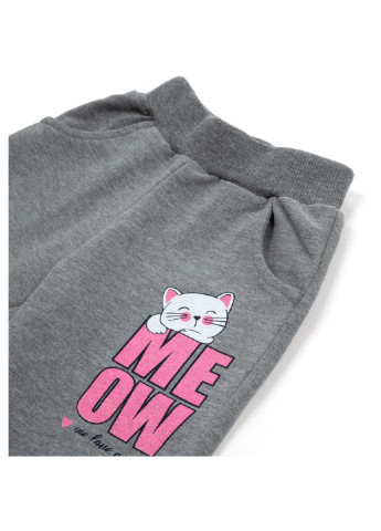 Сірий демісезонний спортивний костюм з котиками (15229-86g-pink) Breeze